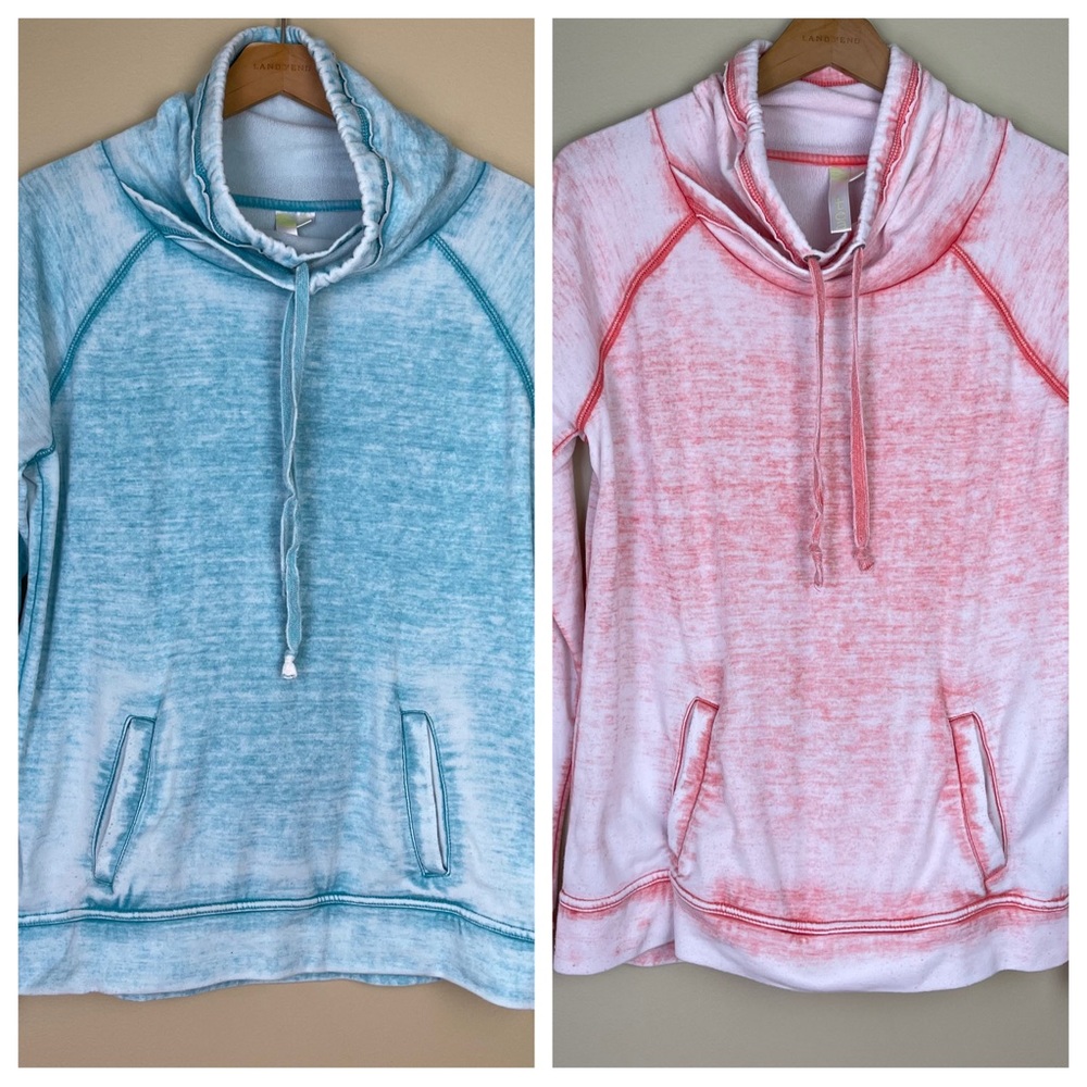 Green Tea Lots of 2 Washed Coral and Washed Teal Color Sweaters Size S